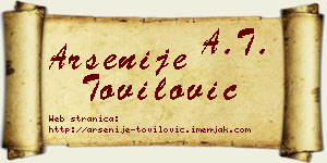 Arsenije Tovilović vizit kartica